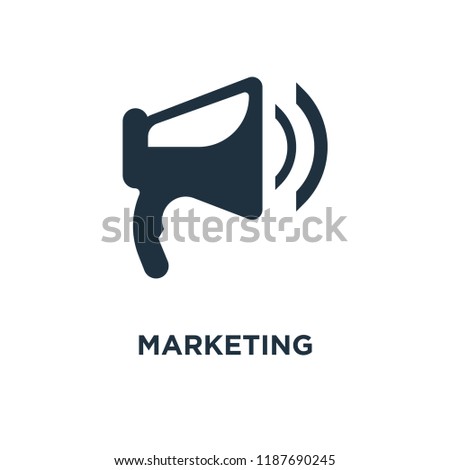 Marketing icon. Black filled vector illustration. Marketing symbol on white background. Can be used in web and mobile.