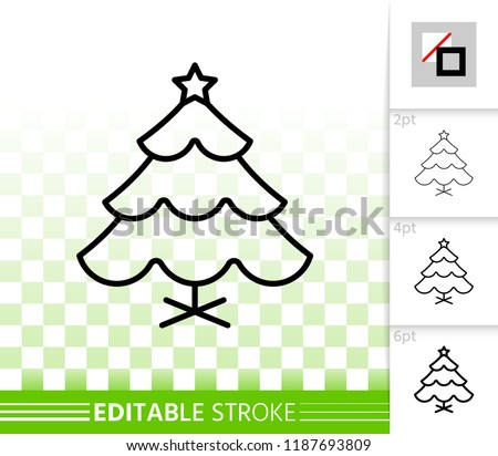 Christmas Tree thin line icon. Outline web stylized spruce sign. Fir Farm linear pictogram different stroke width. Simple vector symbol, transparent. Christmas Tree editable stroke icon without fill