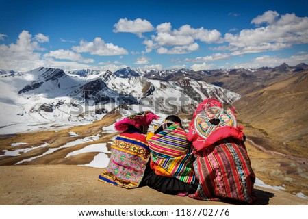 Persons Contemplating the Andes in Perú Royalty-Free Stock Photo #1187702776
