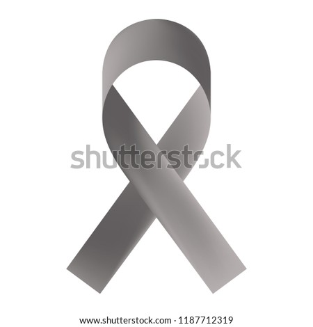 Gray ribbon isolated on white background. Borderline personality disorder, diabetes, asthma and brain cancer awareness symbol. Vector illustration