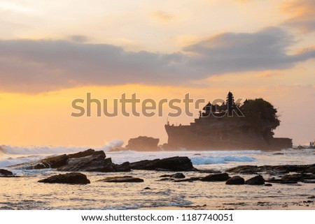 Pura tanah lot beautiful and famous travel location in Bali Indonesia Royalty-Free Stock Photo #1187740051