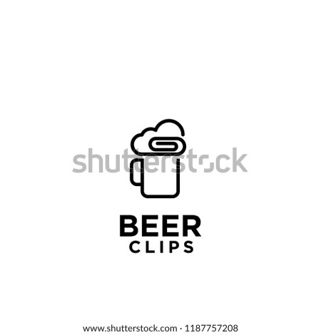 beer paper clip office logo icon design vector
