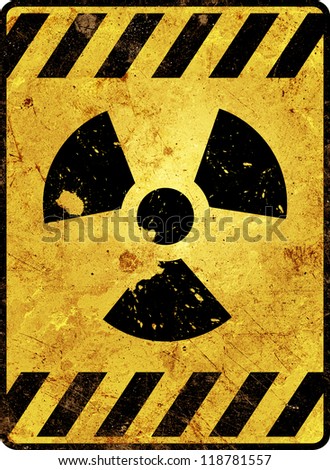 Yellow radioactivity warning sign