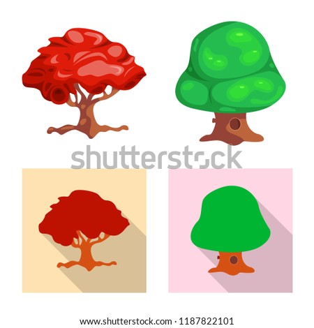 Isolated object of tree and nature symbol. Collection of tree and crown vector icon for stock.