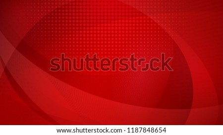 Abstract background of curved surfaces and halftone dots in red colors