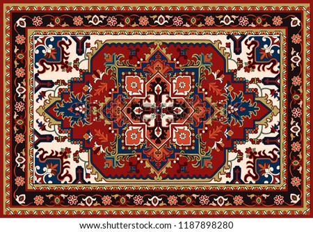 Persian carpet, tribal vector texture. Easy to edit and change 24 colors by swatch window. Royalty-Free Stock Photo #1187898280