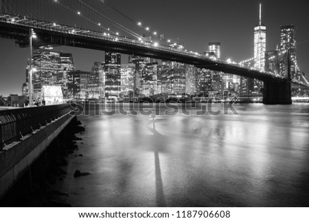 Brooklyn bridge in New York skyline