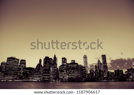 New York skyline in black and white