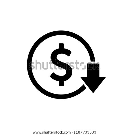 Cost reduction icon. Dollar Down Icon vector. Mail Icon Symbols vector. symbol for web site Computer and mobile vector. Royalty-Free Stock Photo #1187933533