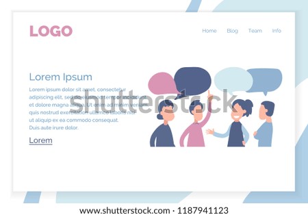 Vector illustration in flat cartoon style. businessmen discuss social network, news, social networks, chat, dialogue speech bubbles