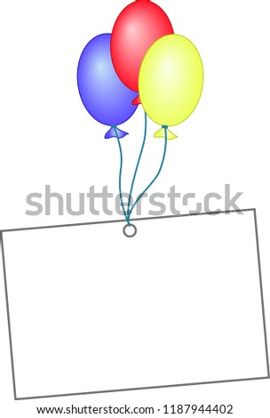 flying sheet of paper and colorful balloons

