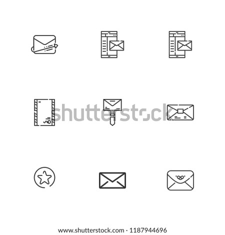 Collection of 9 buttons outline icons include icons such as envelope, mailing, favorites button