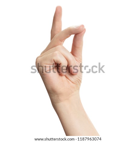 Male hand in a snapping gesture, isolated on white background Royalty-Free Stock Photo #1187963074