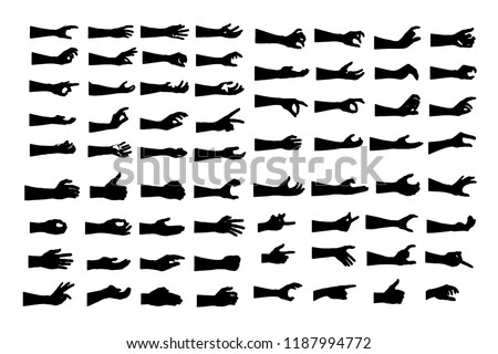hand collection in silhouette clip art icon multiple design by vector on white background
