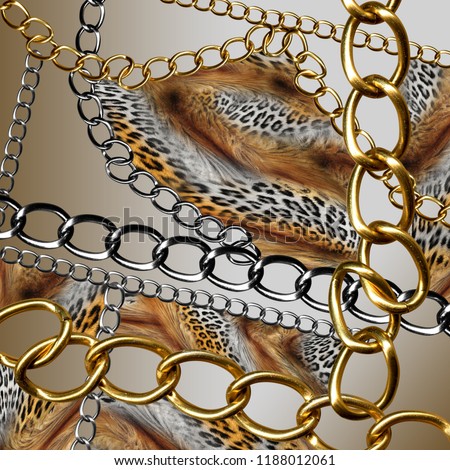  leopard skin and golden chain background