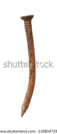 old metal rusty nail isolated on white
