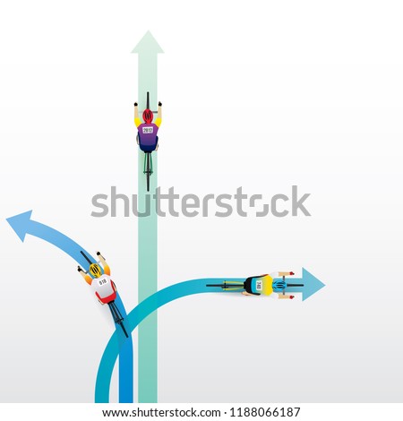 Top view of racing bicycle. Vector illustration