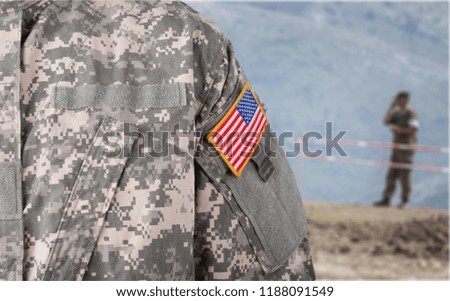 Young military soldier man, close up, on