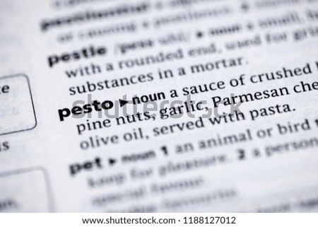 Close up to the dictionary definition of Pesto