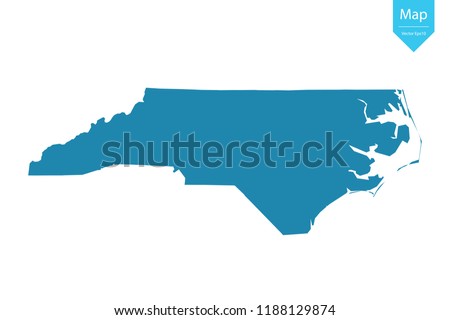 Abstract - High Detailed blue Map of North Carolina isolated on white background. for your web site design map logo, app, ui, Travel vector illustration eps10. 