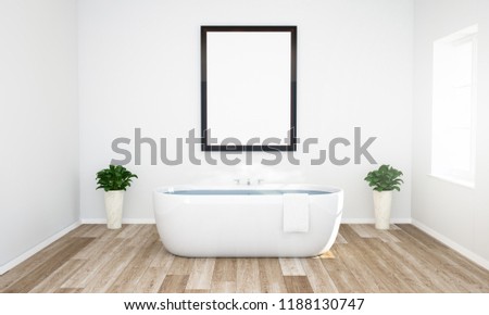 frame mockup on a bathroom 3d rendering