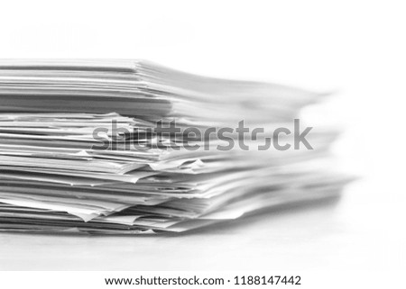 Pile of paper documents on background, close