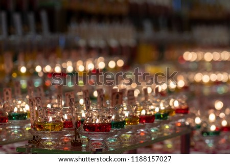 Candles inside Tooth Relic temple in Singapore lit up during a ceremony 