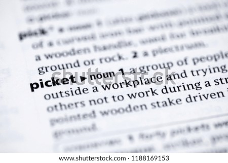 Close up to the dictionary definition of Picket