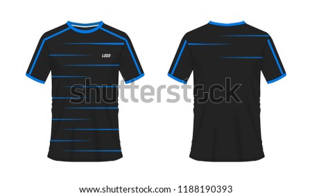 T-shirt blue and black soccer or football template for team club on white background. Jersey sport, vector illustration eps 10.