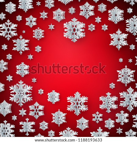 Christmas decoration card template made of paper snowflakes with copyspace. EPS 10