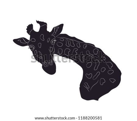 giraffe sitting drawing silhouette, vector, white background