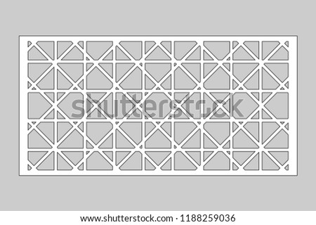 Decorative card for cutting. Geometric linear pattern. Laser cut. Ratio 1:2. Vector illustration.