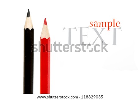 Red and black pencils isolated on white