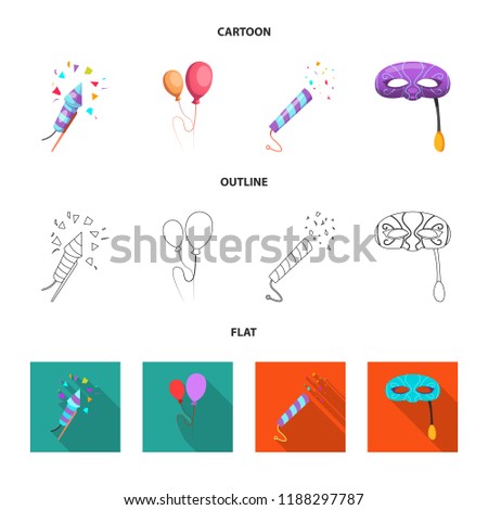 Vector illustration of party and birthday sign. Collection of party and celebration stock symbol for web.