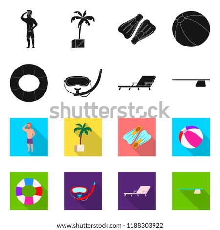 Isolated object of pool and swimming symbol. Collection of pool and activity stock vector illustration.