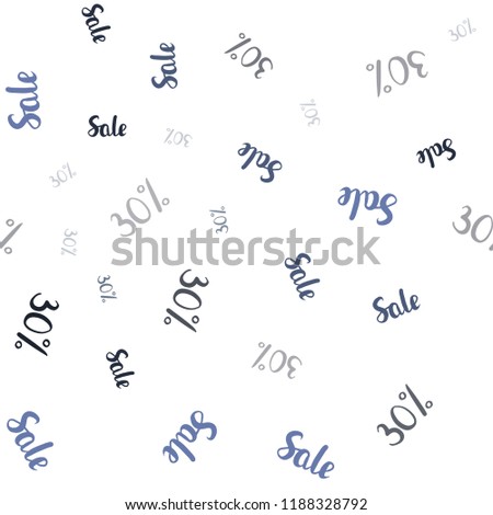 Light BLUE vector seamless template with 30% selling. Colorful set of  percentage signs in simple style. Backdrop for mega promotions, discounts.