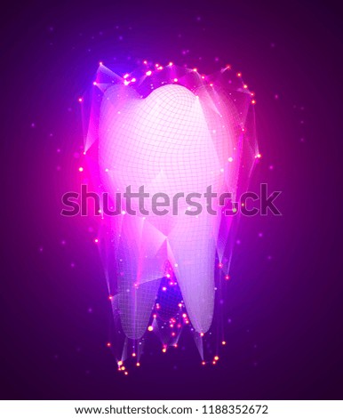 vector 3d tooth for dental medicine. on a pink background