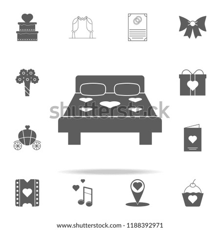 bed covered with hearts icon. Romance icons universal set for web and mobile