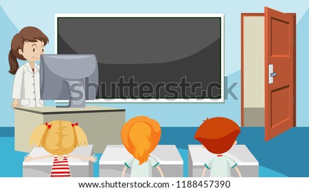 Students in class room illustration