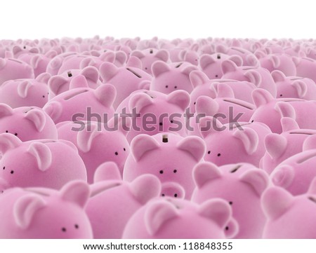 Large group of pink piggy banks Royalty-Free Stock Photo #118848355