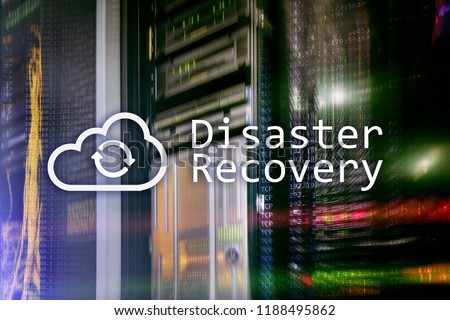 DIsaster recovery. Data loss prevention. Server room on background. Royalty-Free Stock Photo #1188495862