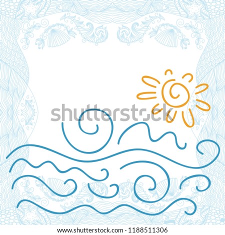 Sea and sun. Vector illustration