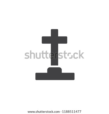Halloween cross grave vector icon. filled flat sign for mobile concept and web design. Rip tombstone simple solid icon. Symbol, logo illustration. Pixel perfect vector graphics