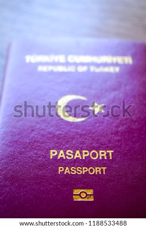 Close up ordinary Turkey passport