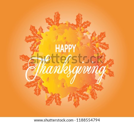 Hand drawn Happy Thanksgiving lettering typography poster. Celebration quote on textured background for postcard, icon, logo, badge.