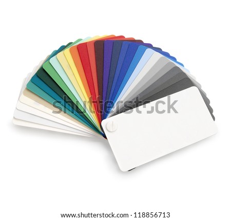 Plastic color swatch on white background. Clipping path.