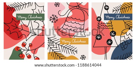 set of three christmas greeting cards