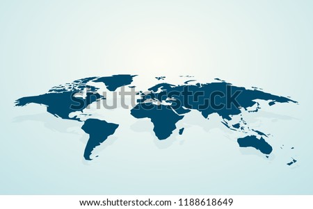 dark blue blank world map fake3D