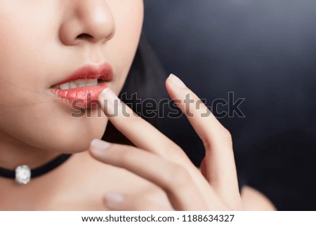 Model with makeup in photo studio