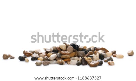 Colorful, decorative pebbles, rocks isolated on white background Royalty-Free Stock Photo #1188637327